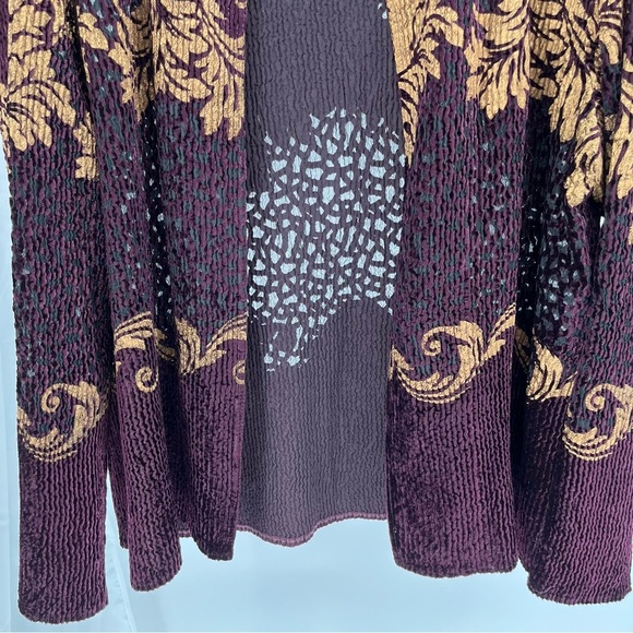 Chico’s Womens Travelers Velvet Burnout Jacket Size 12/14 Open Front Cardigan - Picture 3 of 9